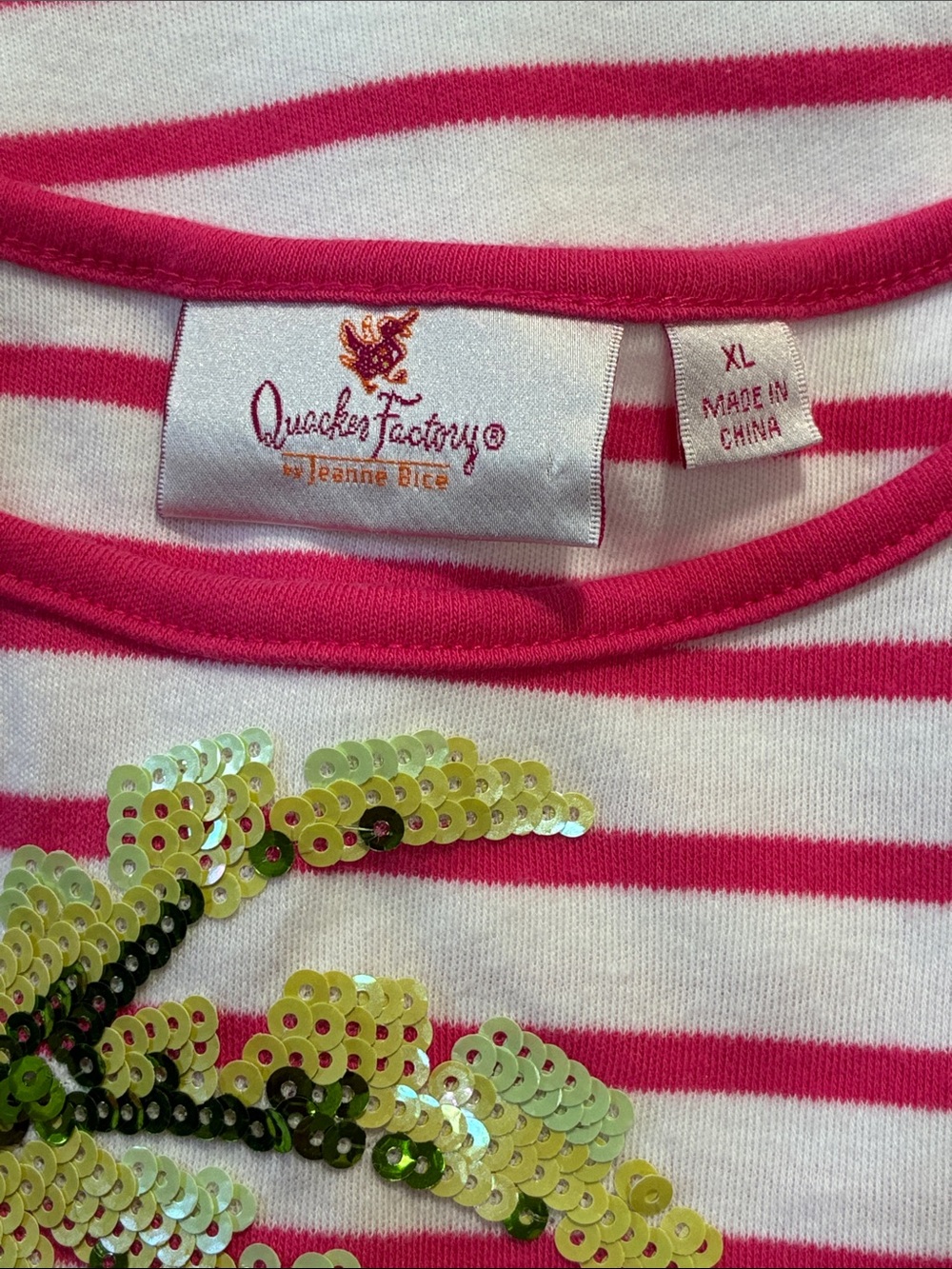 Quacker Factory Sequins Palm Tree Striped Tee - Picture 4 of 6